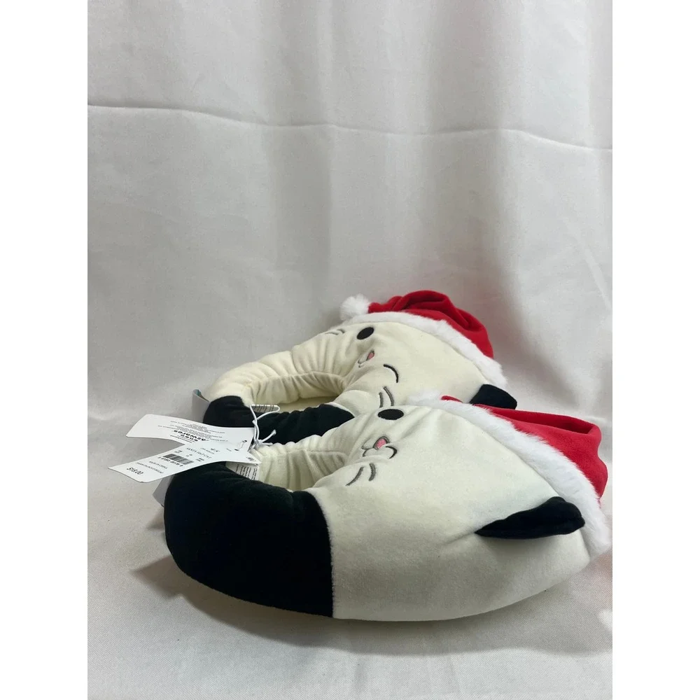Squishmallows Santa Hat Cat Slippers Kids Size 4/5 Christmas Cam Off-White New
